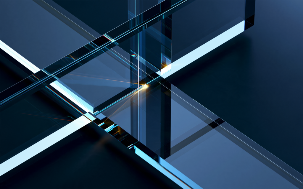 Intersecting optical planes revealing multiple perspectives on a single underlying subject.